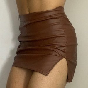 Mini brown skirt with slit, Classy, Chic, Party, Formall, Browns